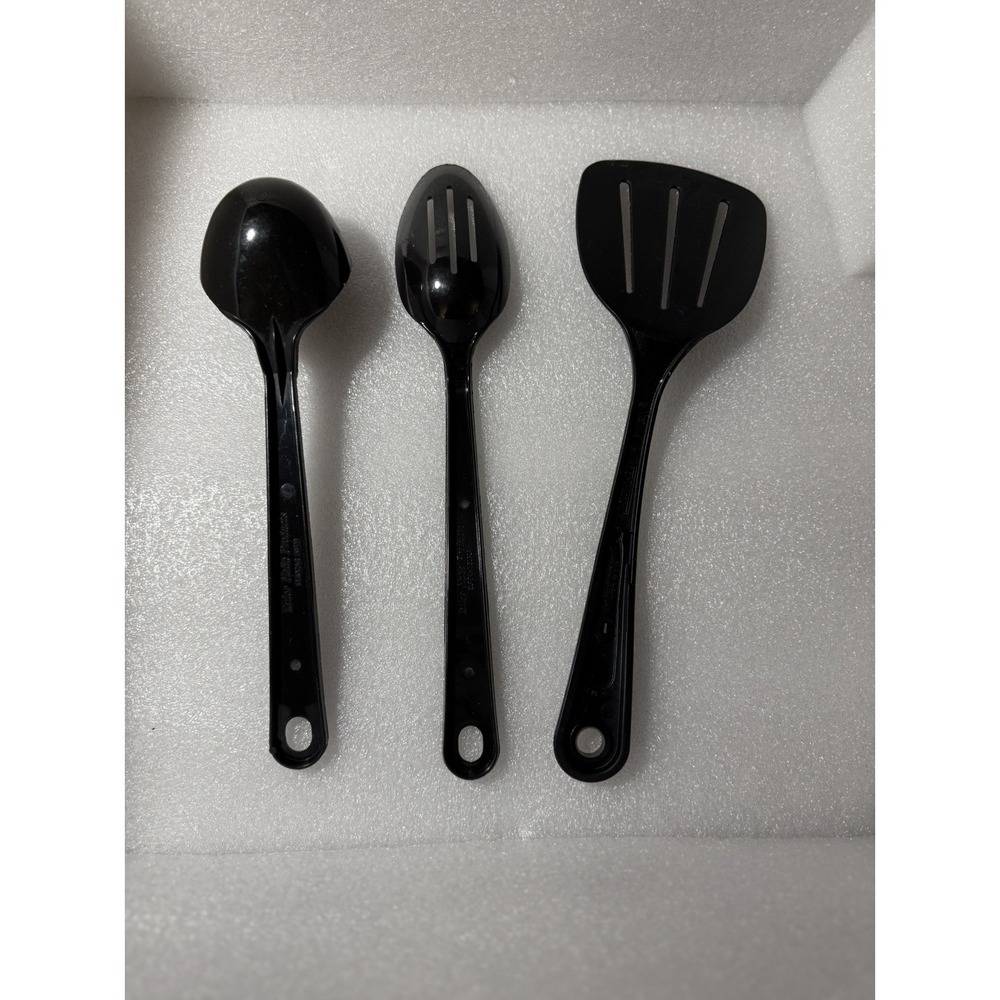 Vintage Tailor Made Black Spatula Slotted Spoon Set Made In USA
